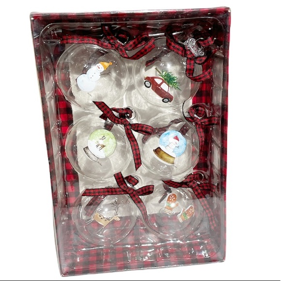 NEW RAE DUNN Christmas Ornaments Set of 6-Glass π